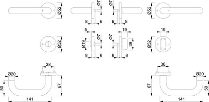 HOPPE Rosettengarnitur Paris E138Z/42KV/42KVS Edelstahl F69 ( 3000203010 )