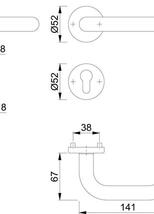 Juego de rosetas HOPPE Paris E138Z/42KV/42KVS acero inoxidable F69 (3000203009)