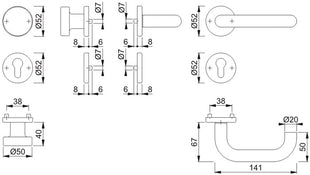 HOPPE Rosettengarnitur Paris E58/42KV/42KVS/138Z Edelstahl F69 ( 3000203011 )