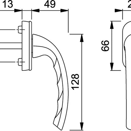 Maniglia HOPPE per finestra Tokyo 0710/U26 alluminio F1 / colore naturale ( 3360003011 )