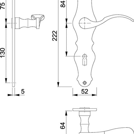 HOPPE set di rosette lunghe Weimar M112SLN/2007 ottone F71 ( 3000253090 )