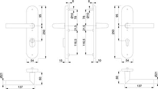 HOPPE Schutzgarnitur Amsterdam 1400/3332ZA/3310 Aluminium F1 ( 3000209121 )