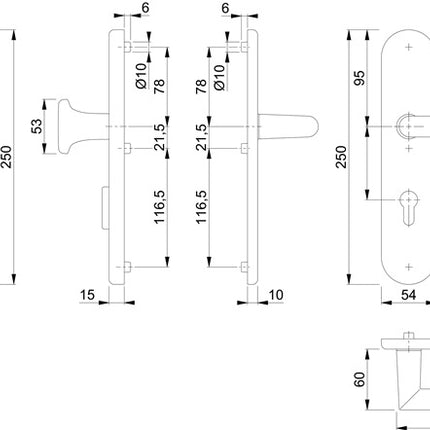 HOPPE Schutzgarnitur Amsterdam 86G/3332ZA/3310/1400 Aluminium F1 ( 3000209122 )