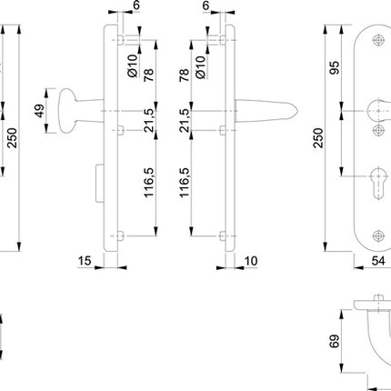 HOPPE Mobili di sicurezza Marsiglia 76G/3332ZA/3410/1138 Alluminio F1 ( 3000209085 )