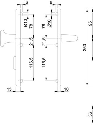 HOPPE set de protección Paris 86G/3332ZA/3310/138L aluminio F1 (3000209108)