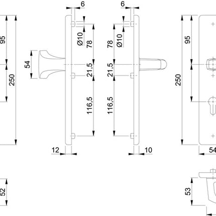 HOPPE Schutzgarnitur London 61G/2221/2210/113 Aluminium F4 ( 3000209035 )