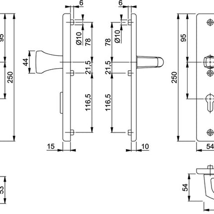 HOPPE Mobili di sicurezza Londra 78G/2222ZA/2410/113 Alluminio F1 ( 3000209918 )