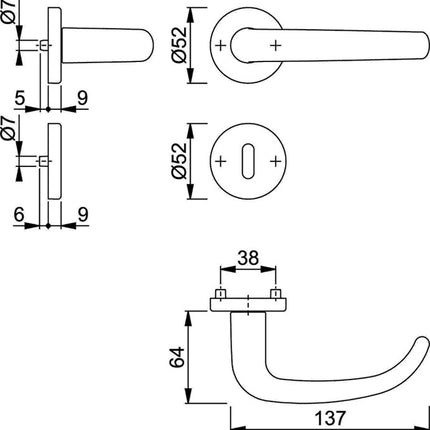 HOPPE Set di rosette San Francisco 1301/42KV/42KVS Alluminio F1 ( 3000202000 )