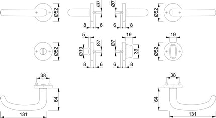 HOPPE Set di rosette San Francisco E1301Z/42KV/42KVS Acciaio inox F69 ( 3000202019 )