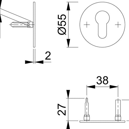 HOPPE coppia di chiavi a rosetta E849NS in acciaio inox F69 ( 3000203536 )
