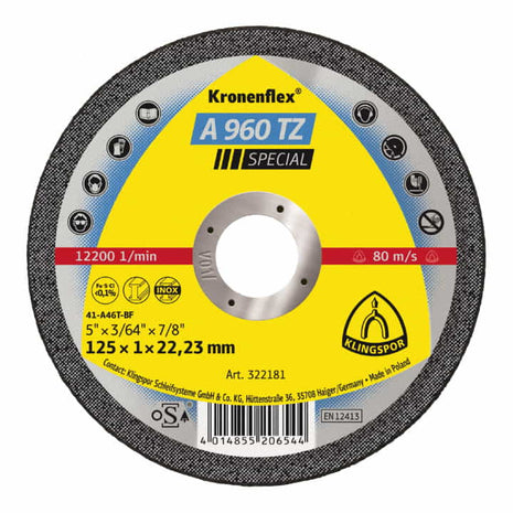 KLINGSPOR Trennscheibe A 960 TZ Special D115x1mm gerade ( 4000843409 )