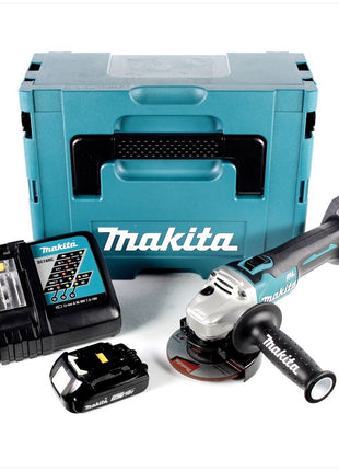 Makita DGA 456 RA1J Akku Winkelschleifer 18 V 115 mm Brushless + 1x Akku 2,0 Ah + Ladegerät + Makpac - Toolbrothers