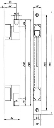 DENI Bullone perimetrale 9221 Lunghezza piastra frontale 285 mm Larghezza piastra frontale 22 mm ( 3000258411 )