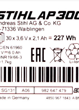 Stihl AP 300 Akku Li-Ion 6,3 Ah 36 V - Toolbrothers