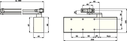 Chiudiporta a forbice DORMAKABA TS 72 argento EN 2-4 ( 3325032083 )