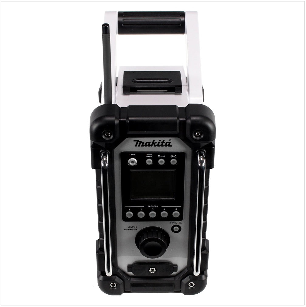 Makita DMR 107 W Radio da cantiere bianca a batteria 7,2V - 18V - senza batterie, senza caricabatterie