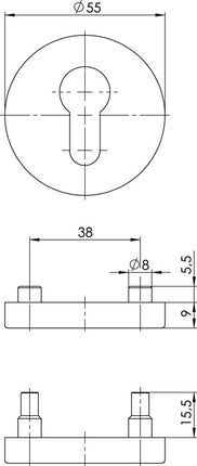 OGRO Schlüsselrosette 6612 PZ ER Edelstahl ER ( 3000267065 )