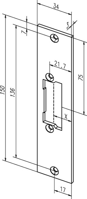 Frontale piatto ASSA ABLOY 21C in acciaio inox con bordo opaco ( 3324034003 )