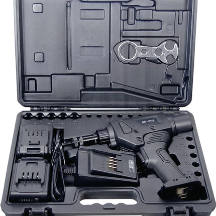 GOEBEL GO-RN1 utensile a batteria per l'impostazione di dadi per rivetti da 18.000 N in 16 pezzi ( 4000813141 )