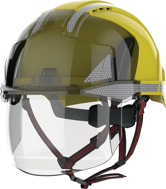 JSP casco da arrampicata industriale EVO(R) VISTAshield(R) Dualswitch(TM) giallo/fumo ( 4000370824 )