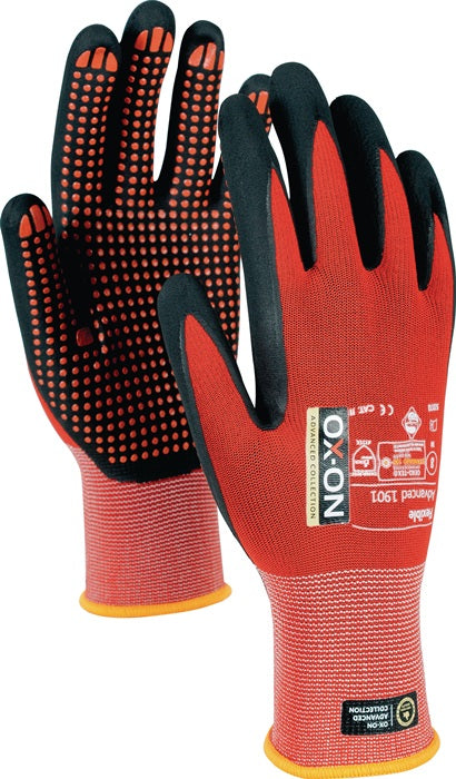 OX-ON Handschuhe Flexible Advanced 1901 Größe 9 schwarz/rot ( 4000391343 )