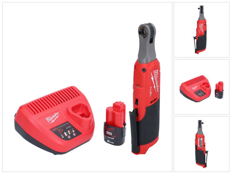 Milwaukee M12 FHIR14-201 carraca a batería 12 V 47 Nm 1/4" sin escobillas + 1x batería 2,0 Ah + cargador