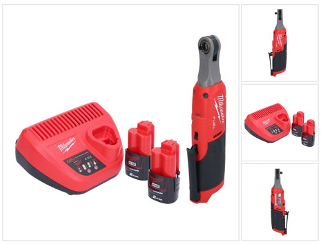 Milwaukee M12 FHIR14-202 carraca a batería 12 V 47 Nm 1/4" sin escobillas + 2x batería 2,0 Ah + cargador