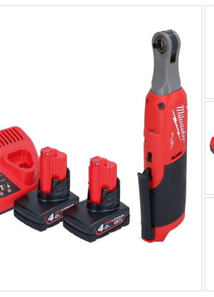 Cliquet à batterie Milwaukee M12 FHIR14-402 12 V 47 Nm 1/4" brushless + 2x batterie 4,0 Ah + chargeur