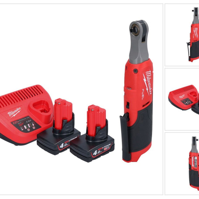 Milwaukee M12 FHIR14-402 Akku Ratsche 12 V 47 Nm 1/4" Brushless + 2x Akku 4,0 Ah + Ladegerät