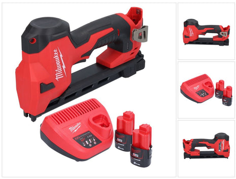 Grapadora a batería Milwaukee M12 BCST-202 12 V 19 x 25,4 mm + 2x baterías 2,0 Ah + cargador