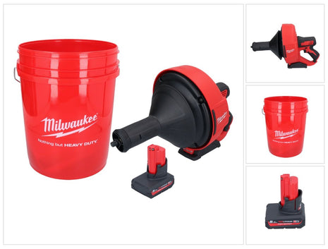 Milwaukee M12 BDC8-501C Akumulatorowa wyciorarka do rur 12 V + 1x akumulator 5,0 Ah + spirala + łyżka - bez ładowarki