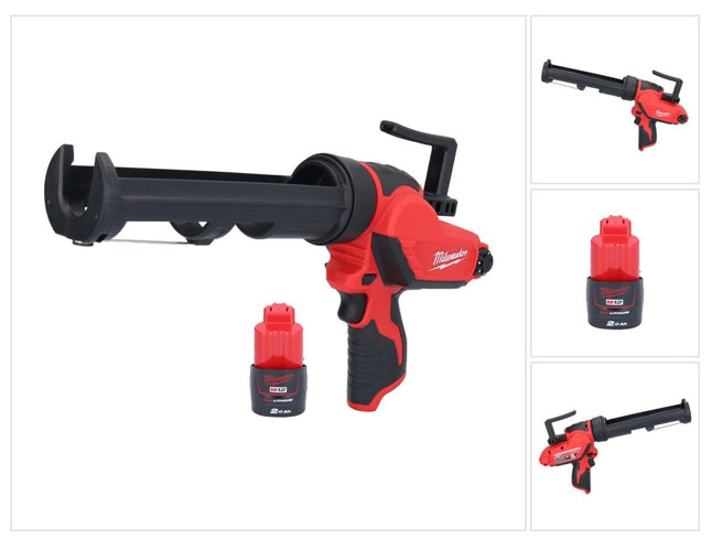 Milwaukee M12 PCG/310-201 Pressa per cartucce a batteria 12 V 310 ml + 1x batteria 2,0 Ah - senza caricabatteria