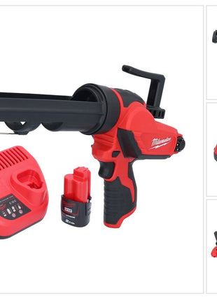 Pistolet à cartouche à batterie Milwaukee M12 PCG/310-201 12 V 310 ml + 1x batterie 2,0 Ah + chargeur