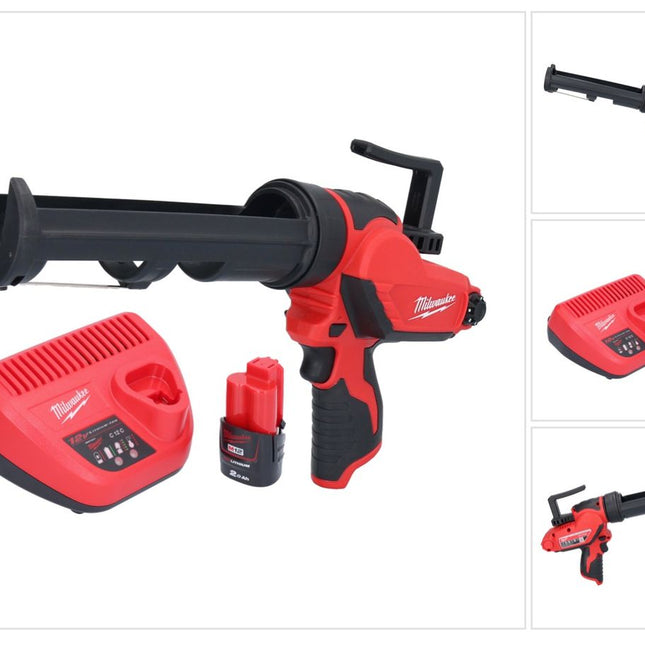 Milwaukee M12 PCG/310-201 Pistola per cartucce a batteria 12 V 310 ml + 1x batteria 2,0 Ah + caricabatteria