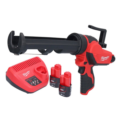 Milwaukee M12 PCG/310-202 Pistola per cartucce a batteria 12 V 310 ml + 2x batteria 2,0 Ah + caricabatteria