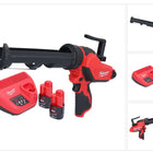 Milwaukee M12 PCG/310-202 Pistola per cartucce a batteria 12 V 310 ml + 2x batteria 2,0 Ah + caricabatteria