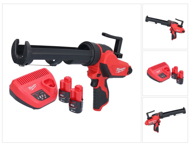 Milwaukee M12 PCG/310-202 Pistola per cartucce a batteria 12 V 310 ml + 2x batteria 2,0 Ah + caricabatteria
