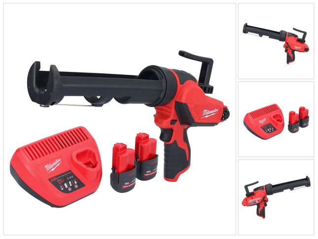Milwaukee M12 PCG/310-252 Pistola per cartucce a batteria 12 V 310 ml + 2x batteria 2,5 Ah + caricabatteria