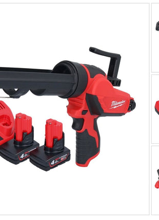 Milwaukee M12 PCG/310-402 Akku Kartuschenpresse 12 V 310 ml + 2x Akku 4,0 Ah + Ladegerät