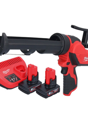 Pistola de cartuchos a batería Milwaukee M12 PCG/310-402 12 V 310 ml + 2x baterías 4,0 Ah + cargador