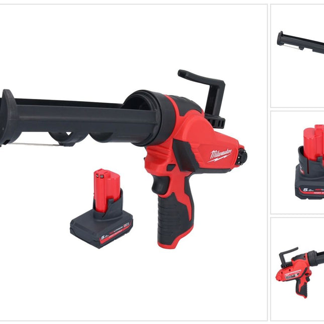 Milwaukee M12 PCG/310-501 Pistola per cartucce a batteria 12 V 310 ml + 1x batteria 5,0 Ah - senza caricabatteria