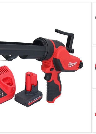 Pistola de cartuchos a batería Milwaukee M12 PCG/310-501 12 V 310 ml + 1x batería 5,0 Ah + cargador