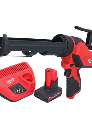 Pistola de cartuchos a batería Milwaukee M12 PCG/310-501 12 V 310 ml + 1x batería 5,0 Ah + cargador