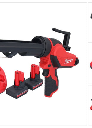 Milwaukee M12 PCG/310-502 Akku Kartuschenpresse 12 V 310 ml + 2x Akku 5,0 Ah + Ladegerät