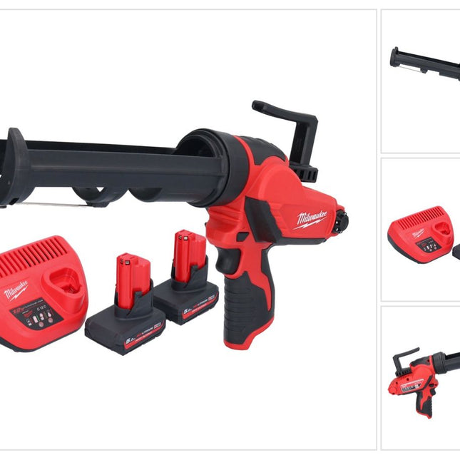 Milwaukee M12 PCG/310-502 Pistola per cartucce a batteria 12 V 310 ml + 2x batteria 5,0 Ah + caricabatteria