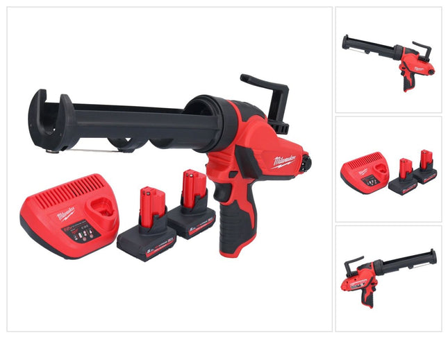 Milwaukee M12 PCG/310-502 Pistola per cartucce a batteria 12 V 310 ml + 2x batteria 5,0 Ah + caricabatteria