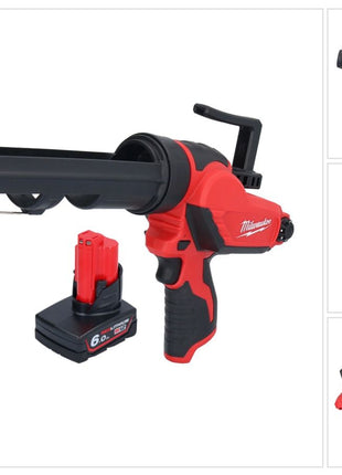 Milwaukee M12 PCG/310-601 Akku Kartuschenpresse 12 V 310 ml + 1x Akku 6,0 Ah - ohne Ladegerät