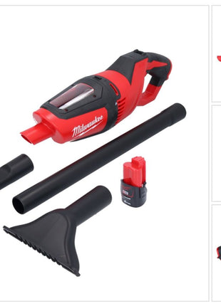 Aspirador de batería Milwaukee M12 HV-201 12 V + 1x batería 2,0 Ah - sin cargador