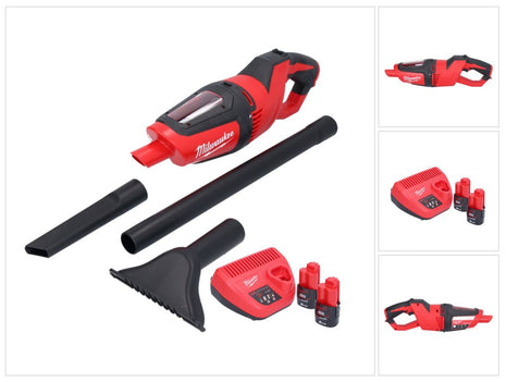 Milwaukee M12 HV-202 Akku Staubsauger 12 V + 2x Akku 2,0 Ah + Ladegerät