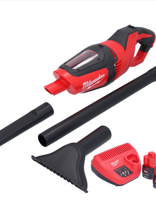 Aspirador a batería Milwaukee M12 HV-202 12 V + 2x baterías 2.0 Ah + cargador